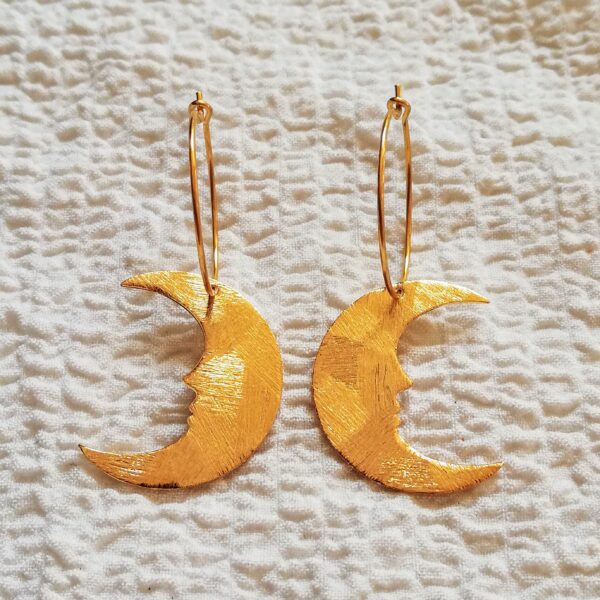 boucles oreilles lune or