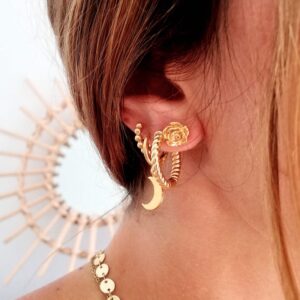 Puces d’oreilles rose or