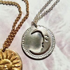 collier double face soleil lune