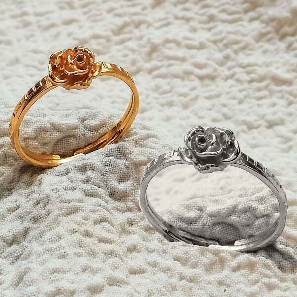bague fine rose or argent