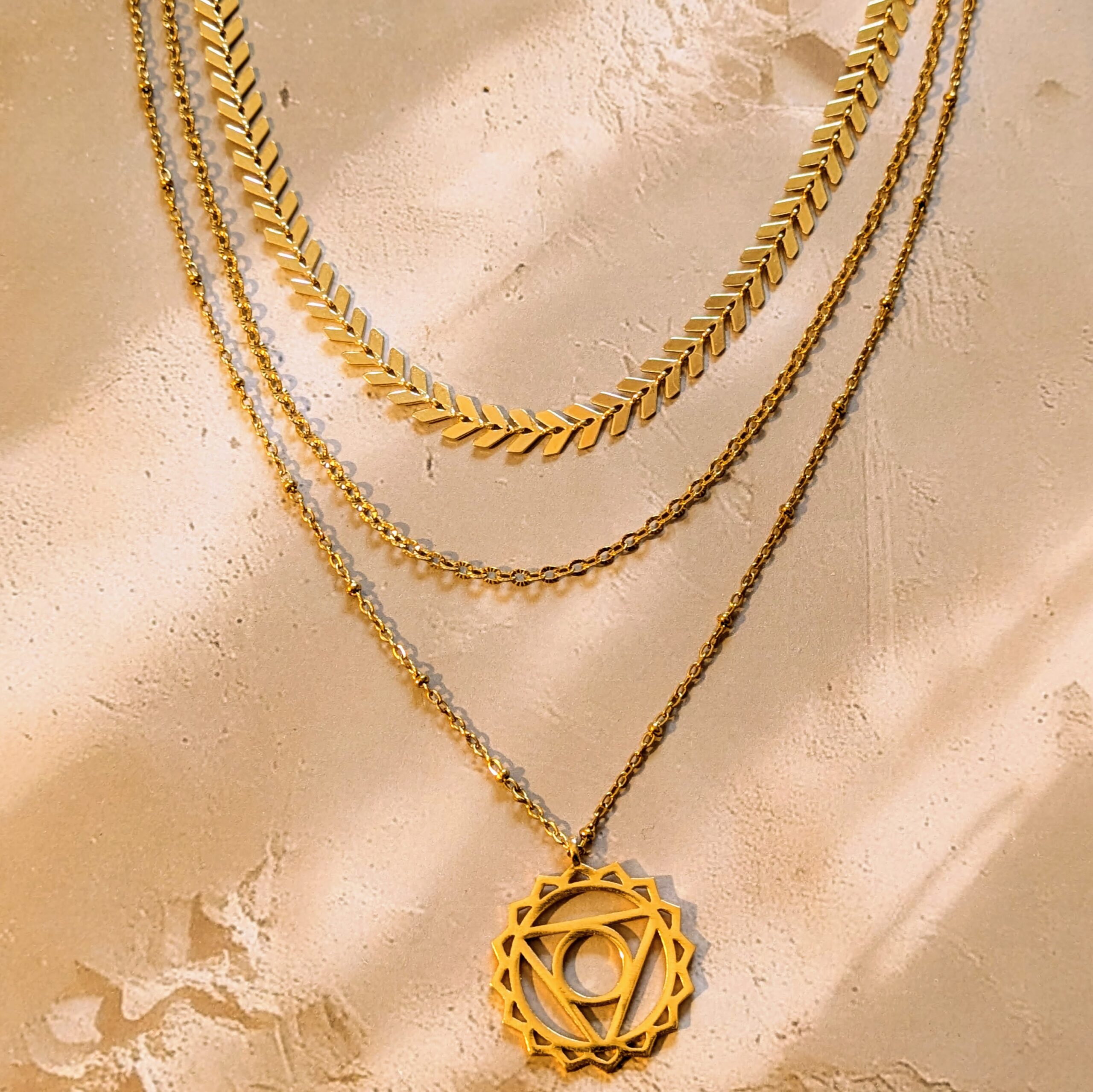 collier 7 chakras or femme