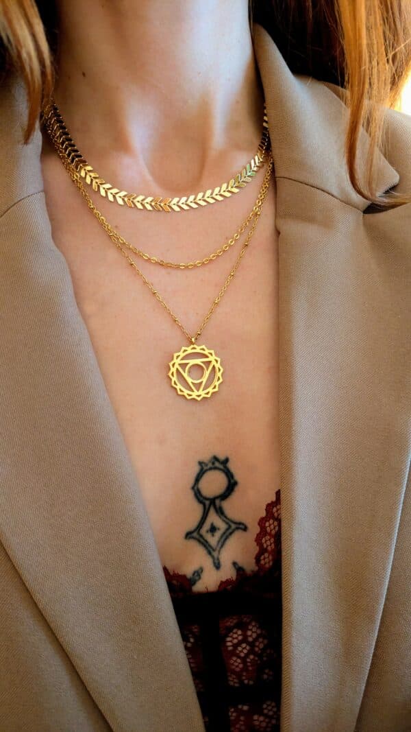 Collier Fête des Mères Plaqué Or Chaîne Simple Punk Collier Multi Rangs