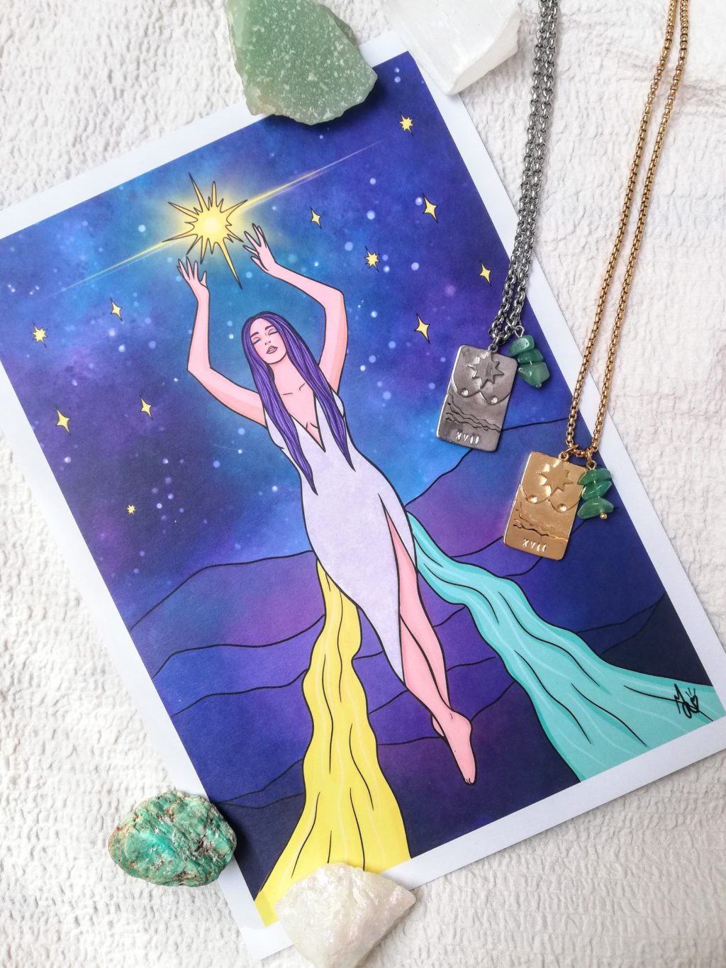 collier tarot or argent