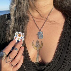 collier carte tarot etoile argent