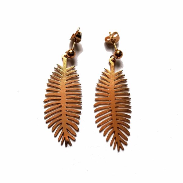 boucles oreilles feuille palmier or