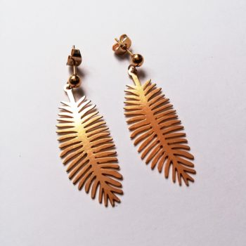 boucles oreilles feuille palmier or