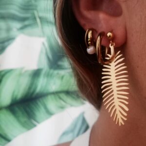 boucles oreilles végétal or