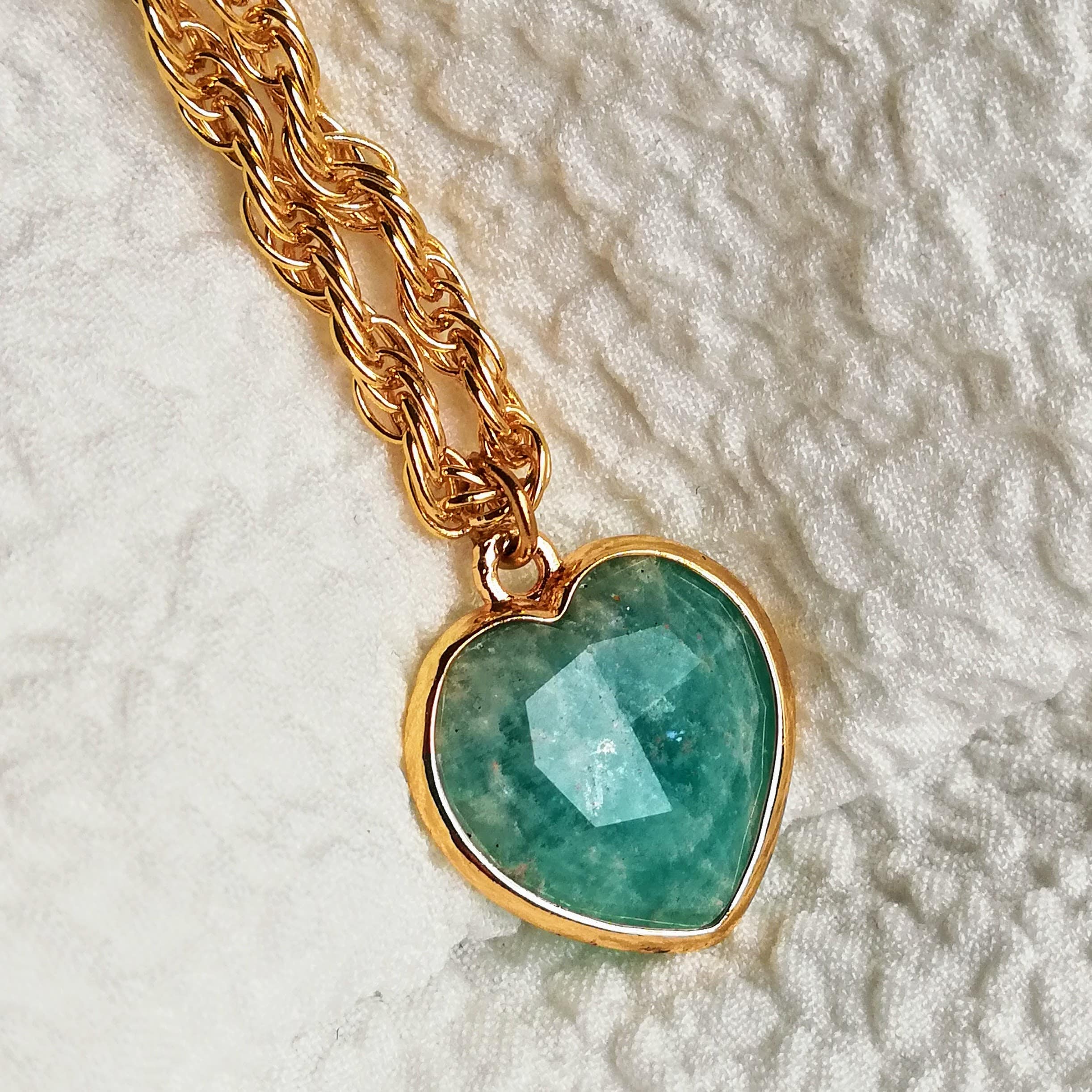collier coeur amazonite or