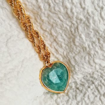 collier coeur amazonite or