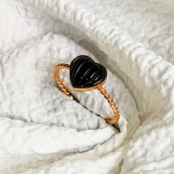 bague coeur or onyx