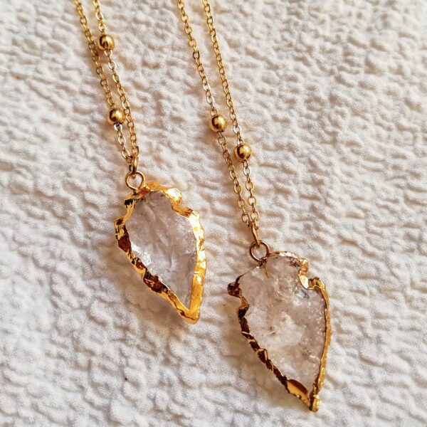 collier or cristal de roche