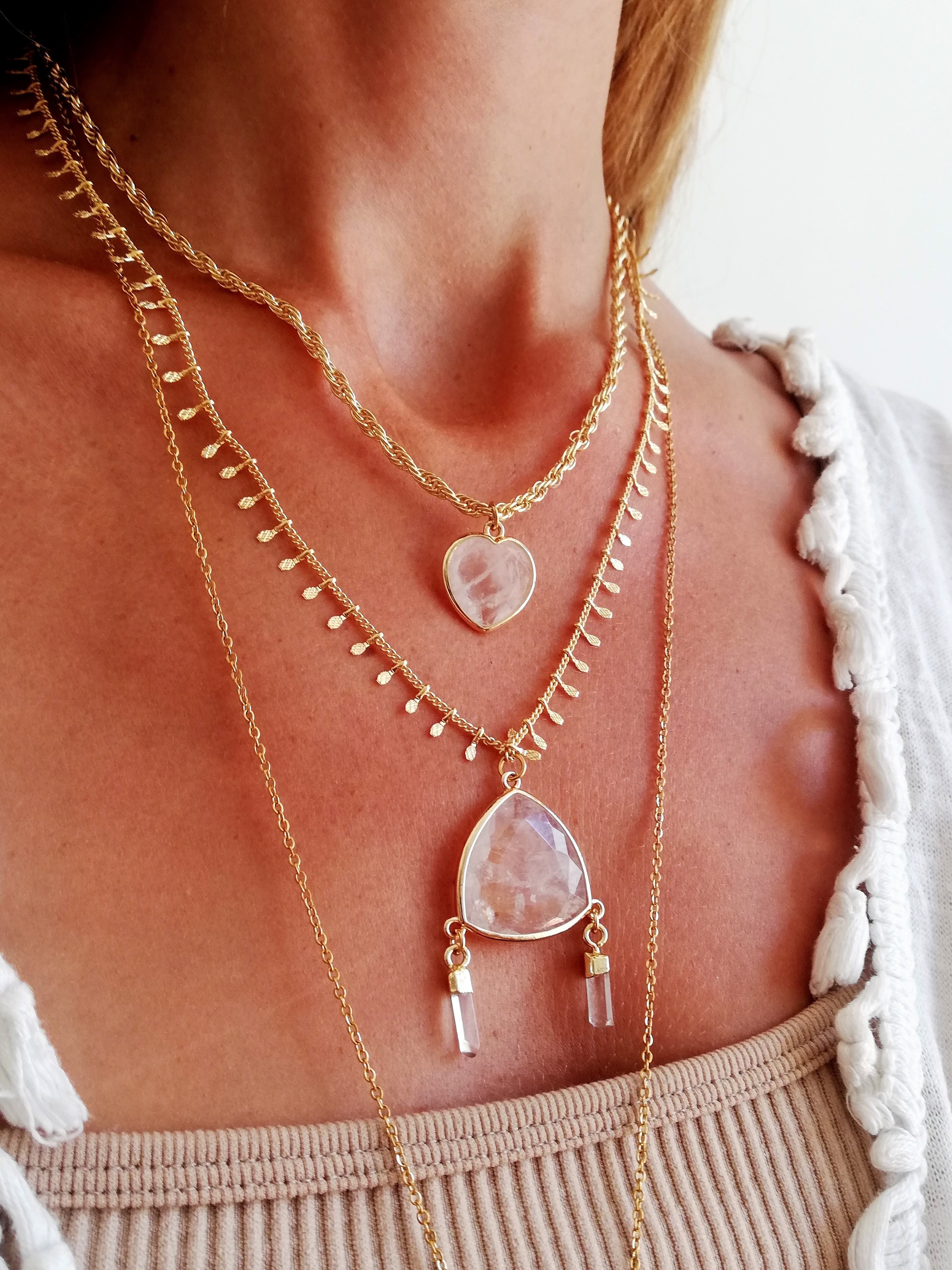 collier or cristal