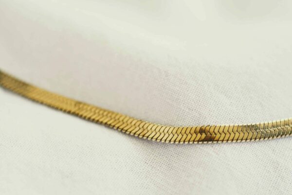 Bracelet Chaîne Serpent Plat à Chevrons - Acier Inoxydable Brillant - Unisexe - Cadeau élégant Dans Pochette Velours