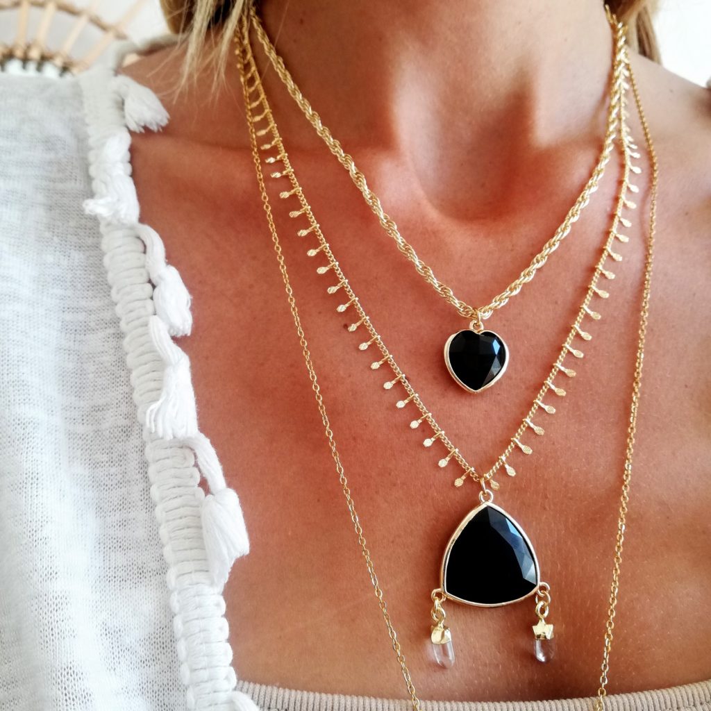 collier obsidienne noire