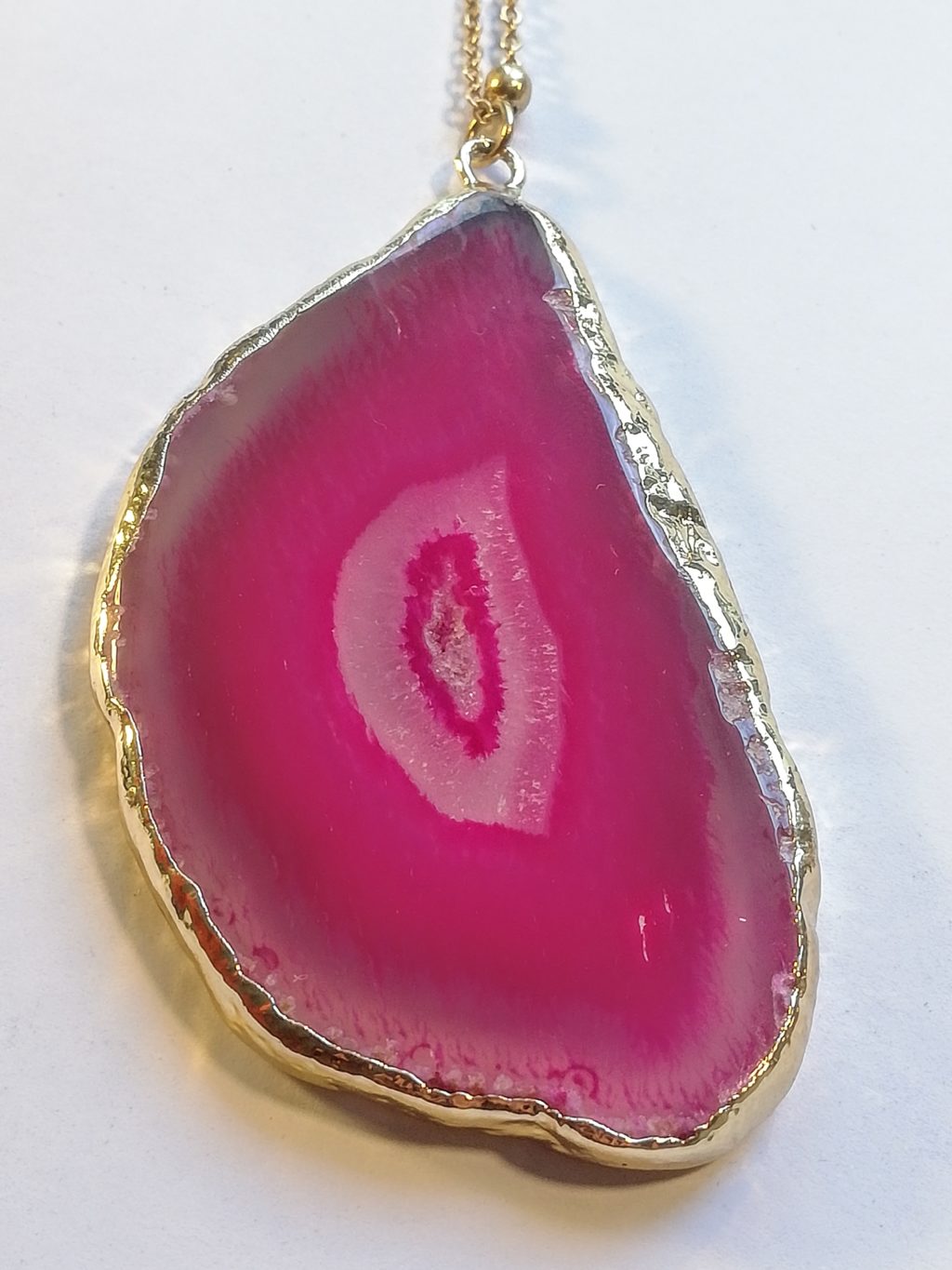 Collier Pierre Agate Naturelle - Plaques Orangées 4x3 Cm - Longueur 50 Cm - Fermoir Bouée