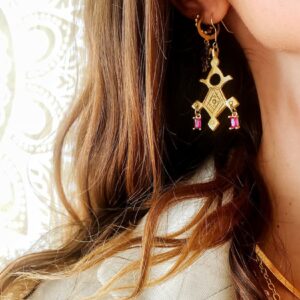 boucles d'oreilles or rose touareg croix du sud