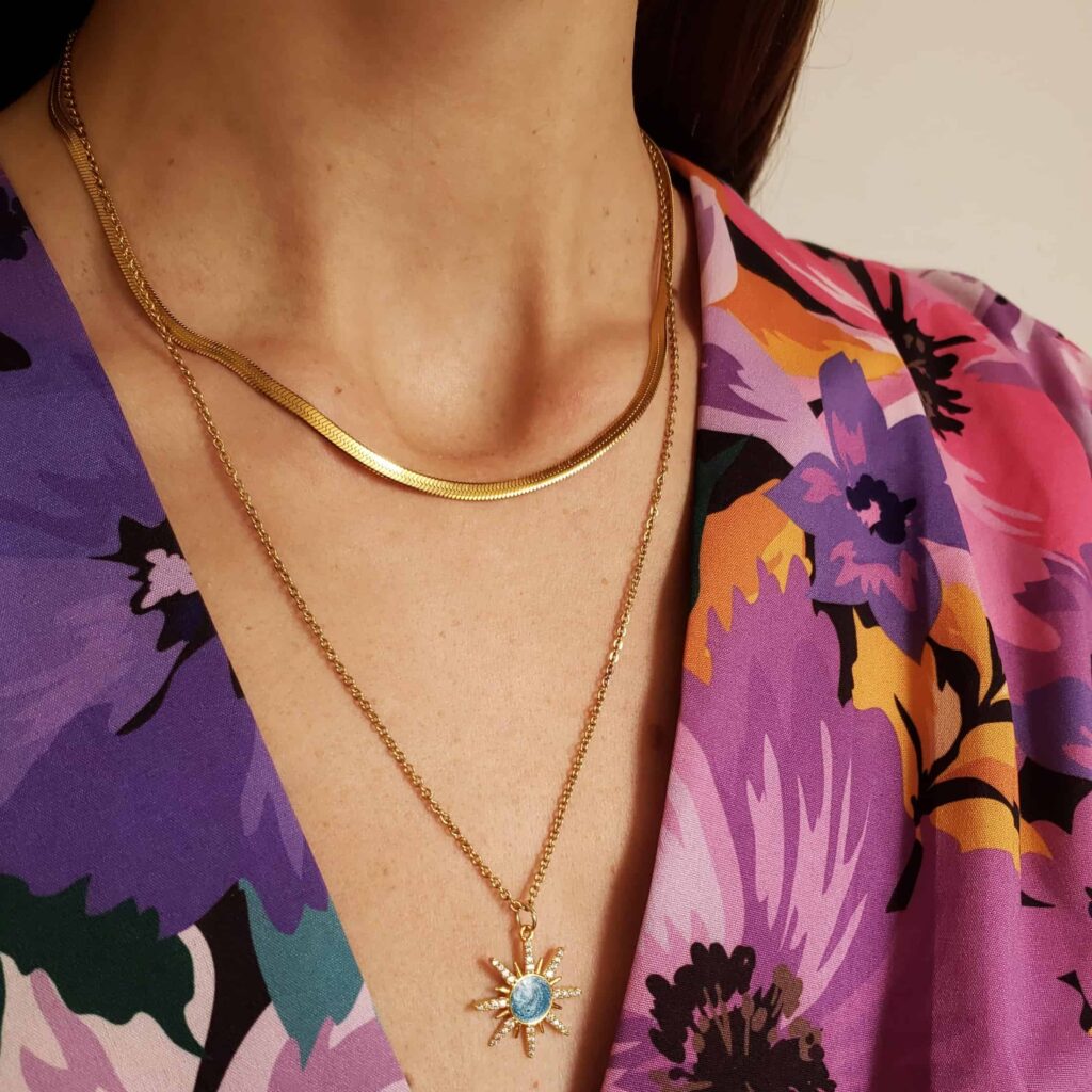 bijoux fait main pierres semi-précieuses collier soleil