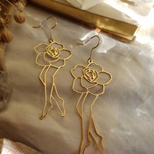 boucles d'oreilles originales fleurs roses