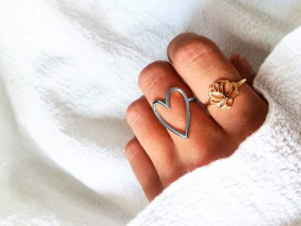 Bague Ancienne Argent Massif 925 - Jonc Alliance Coeur, Taille 56, Créateur
