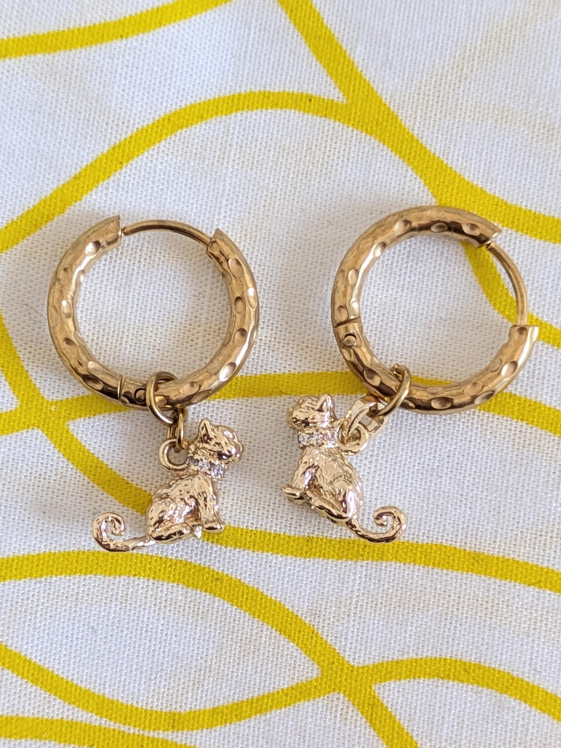 boucles d'oreilles chat femme