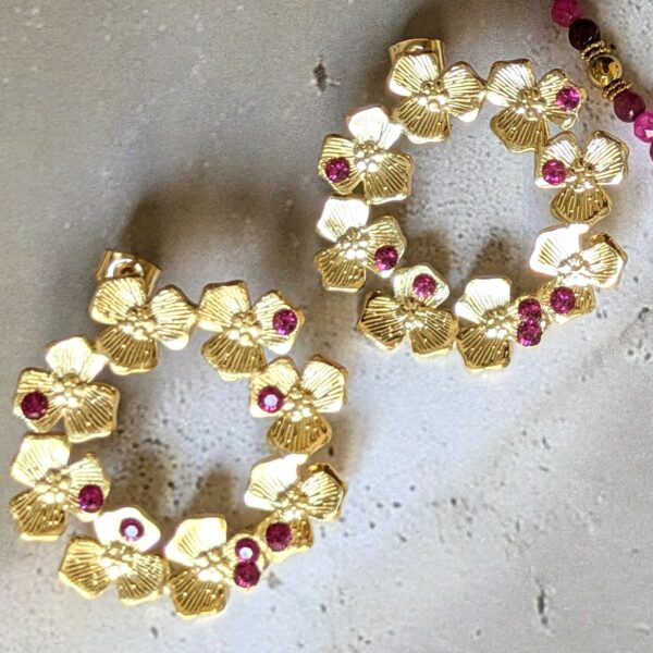 boucles d'oreilles fleurs bougainvillier